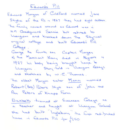 Information on the Morgans of Edwards Pill